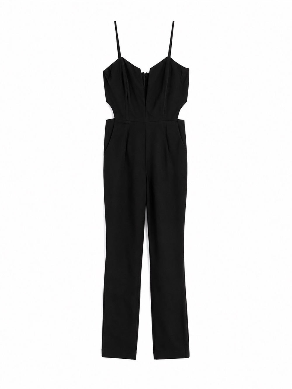 Nasty Gal Black V-Neck Spaghetti Strap Jumpsuit size M